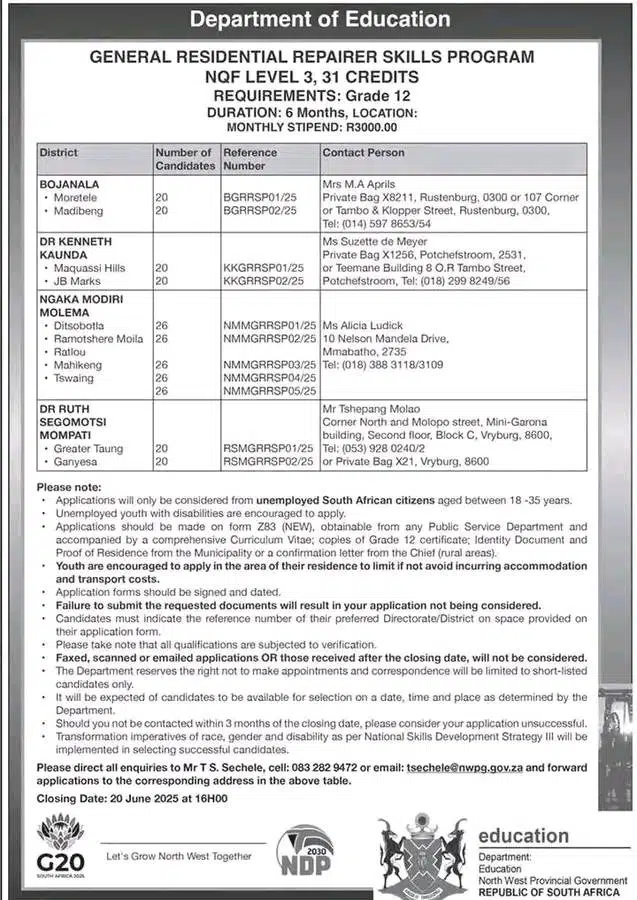 General Residential Repairer Skills Programme 2025